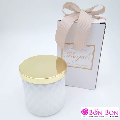 Bomboniera matrimonio candela bianca in cristallo Royal Gifts - 1