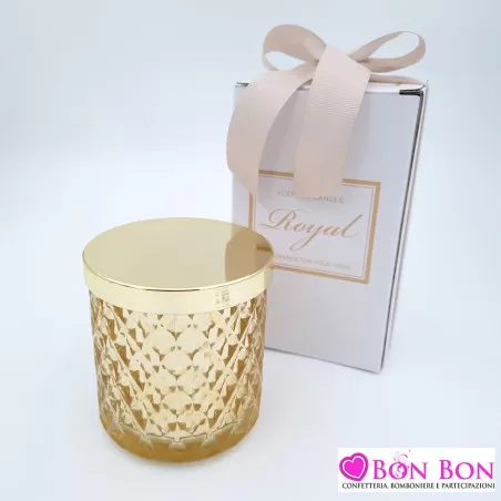 Bomboniera matrimonio candela oro in cristallo Royal Gifts - 1