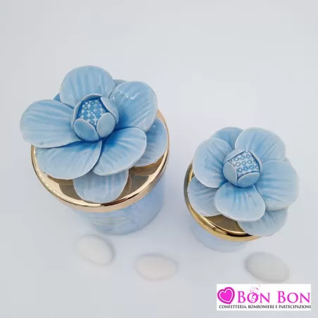 Bomboniera matrimonio candela carta da zucchero maculata con fiore - 2