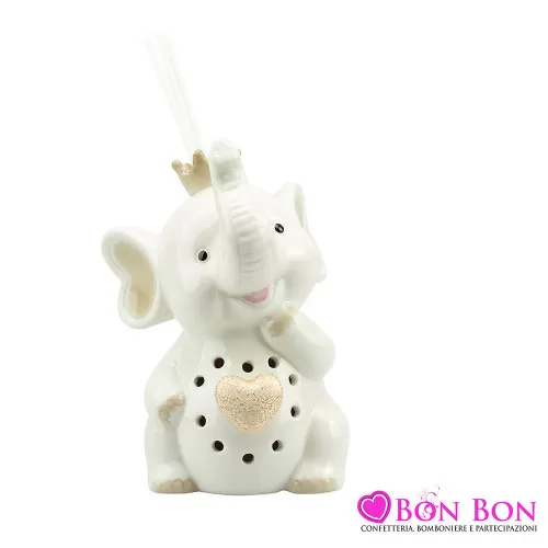 Bomboniera profumatore elefante con cuore oro Harmony - 1