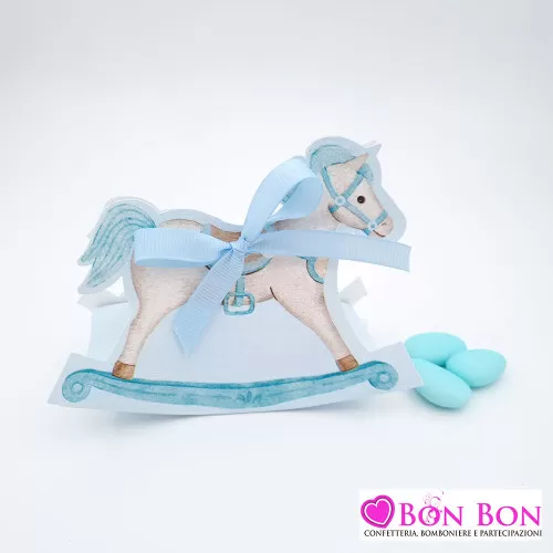 Scatolina porta confetti per nascita cavalluccio celeste Scotton - 1