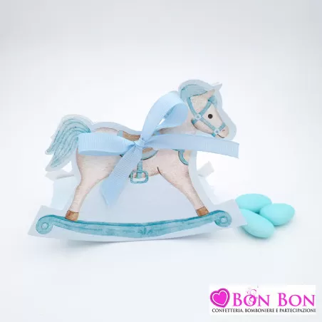 Scatolina porta confetti per nascita cavalluccio celeste Scotton - 1