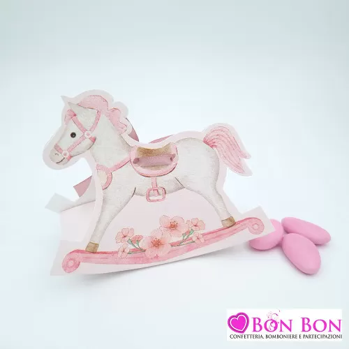 Scatolina porta confetti per nascita cavalluccio rosa Scotton - 1