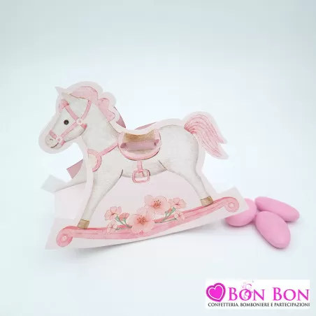 Scatolina porta confetti per nascita cavalluccio rosa Scotton - 1