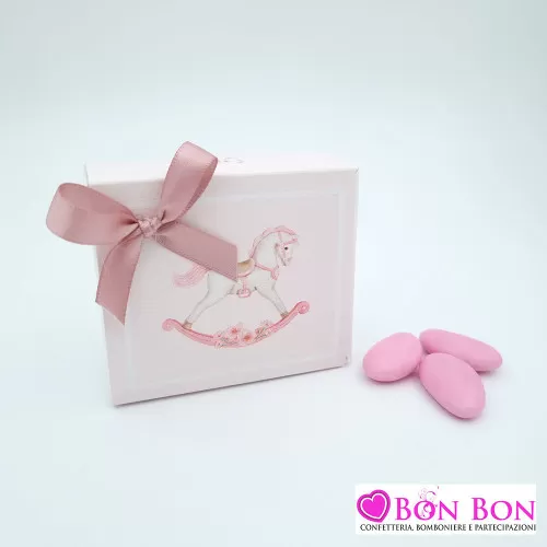 Scatolina porta confetti per nascita cavalluccio rosa rettangolare Scotton - 1