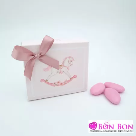 Scatolina porta confetti per nascita cavalluccio rosa rettangolare Scotton - 1