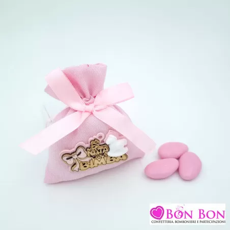 Sacchetto nascita rosa con scritta è nata una bimba Royal Gifts - 1