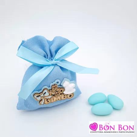 Sacchetto nascita celeste con scritta è nato un bimbo Royal Gifts - 1