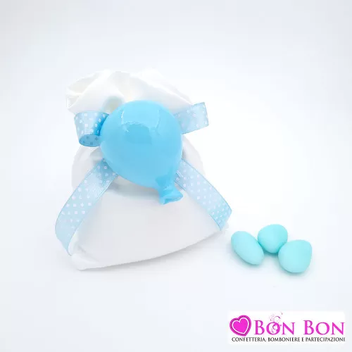 Sacchetto nascita e battesimo con magnete palloncino celeste Royal Gifts - 1