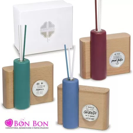 Bomboniera matrimonio solidale profumatore colorati con frasi Quadrifoglio - 1