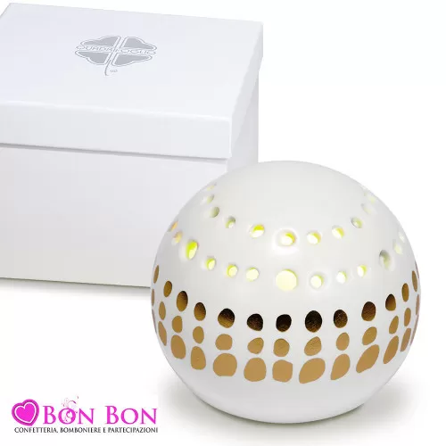 Bomboniera matrimonio solidale sfera bianca led Quadrifoglio - 1