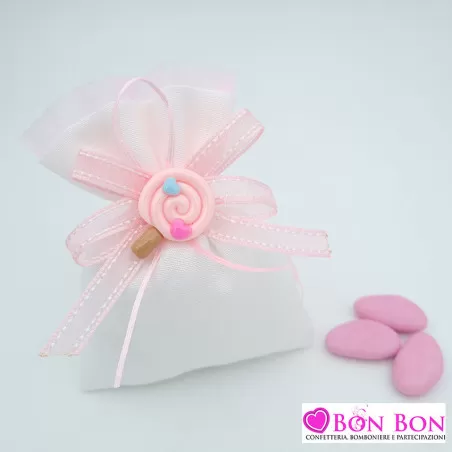 Sacchetto nascita bimba con lecca lecca rosa Royal Gifts - 1