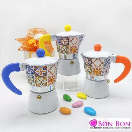 Bomboniera matrimonio solidale caffettiera sicily Cuorematto - 1