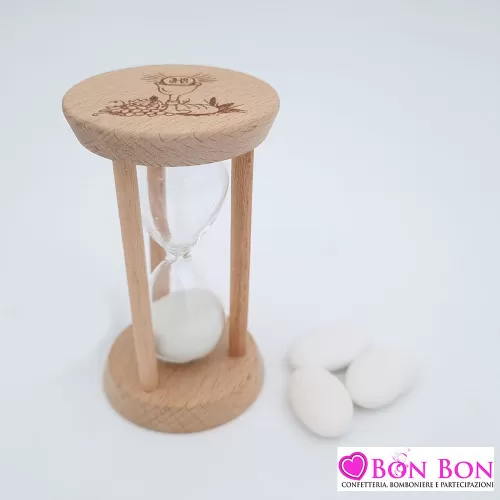 Bomboniera prima comunione clessidra legno calice Melograno - 1