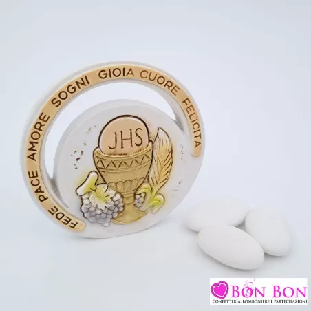 Bomboniera prima comunione icona rotonda calice linea pace ETM - 1