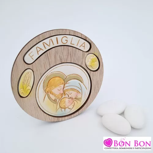 Bomboniera prima comunione icona rotonda sacra famiglia ETM - 1