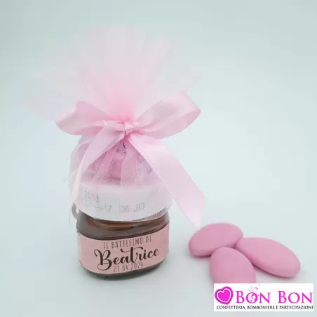 Idea bomboniera per battesimo bimba barattolino di nutella personalizzato - 1