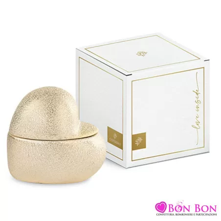 Bomboniera matrimonio cuore oro con candela Cupido - 1