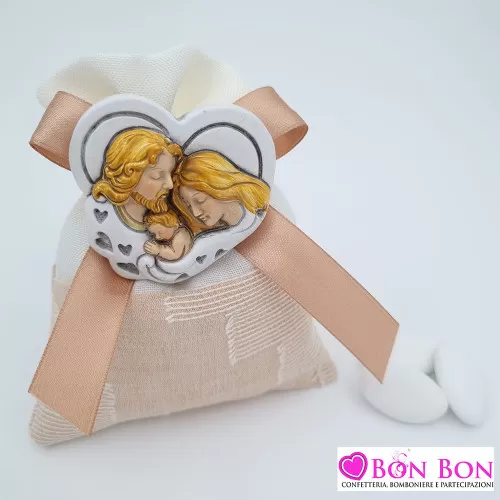 Sacchetto prima comunione con magnete cuore sacra famiglia Harmony - 1