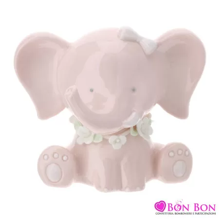 ELEFANTINO PORCELLANA 9CM ROSA Hervit - 1