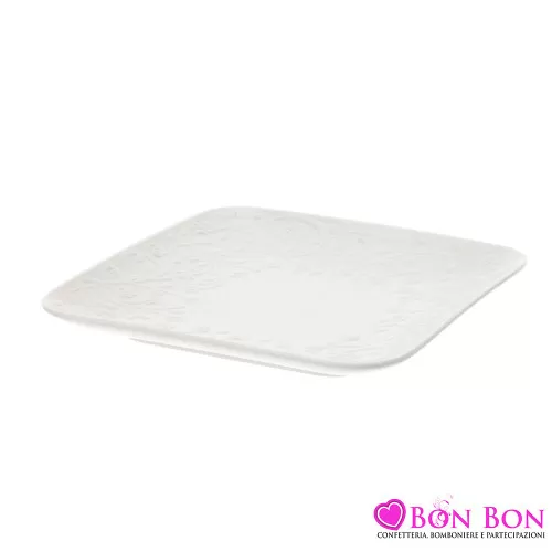 PIATTINO PORC.ROMANCE 21X21CM BIANCO Hervit - 1