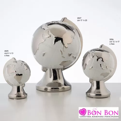 Bomboniere matrimonio mappamondi lux argento in ceramica Encantada - 1