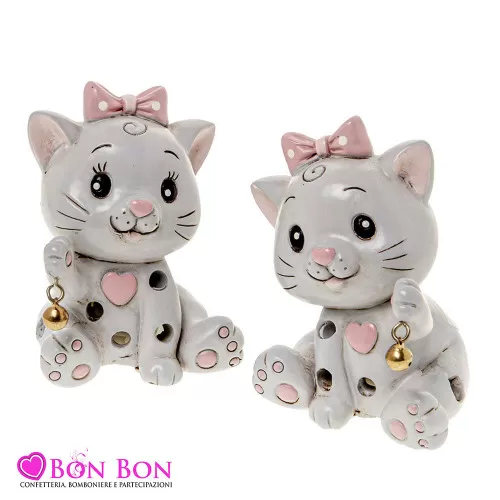 Bomboniera nascita e battesimo gatto con campanellino ETM - 8