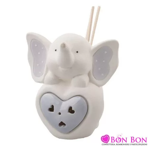 Bomboniera battesimo profumatore elefante celeste Royal Gifts - 1