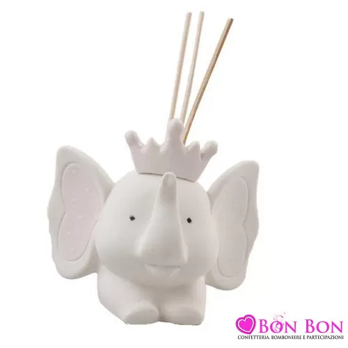 Bomboniera battesimo profumatore elefante rosa con corona Royal Gifts - 1