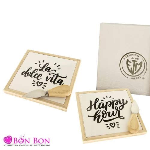 Bomboniera matrimonio tagliere in legno con frase ETM - 1