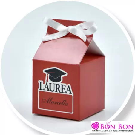 Scatolina personalizzata per laurea rossa con tocco nero - 1