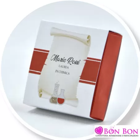 Scatolina personalizzata per laurea in chimica con pergamena - 1