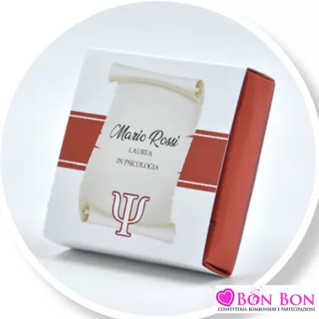 Scatolina personalizzata per laurea in psicologia con pergamena - 1