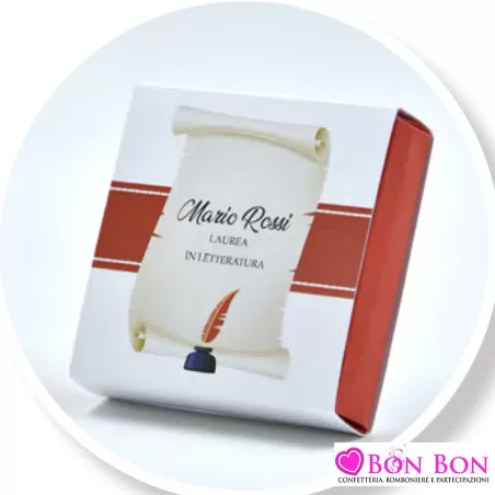 Scatolina personalizzata per laurea in letteratura con pergamena - 1