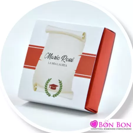 Scatolina personalizzata per laurea con alloro e pergamena - 1