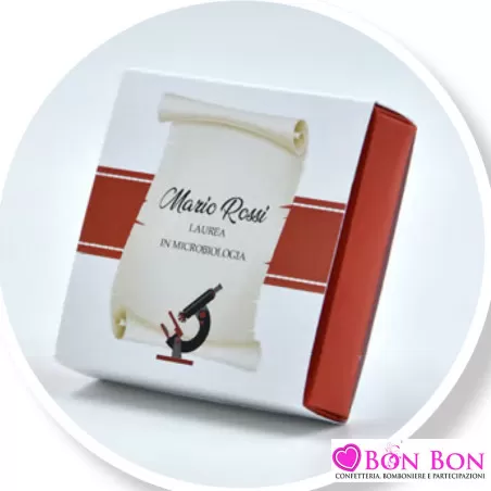 Scatolina personalizzata per laurea in microbiologia con pergamena - 1