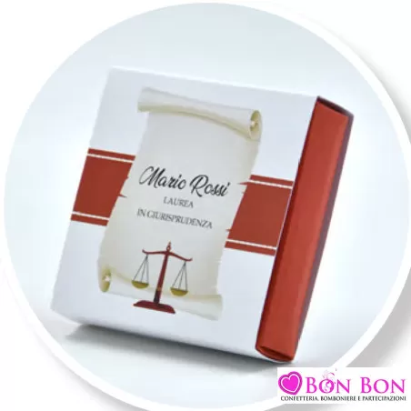 Scatolina personalizzata per laurea in giurisprudenza con pergamena - 1