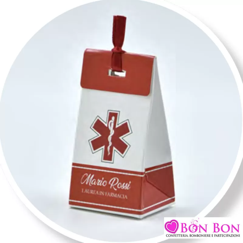 Scatolina personalizzata per laurea in farmacia con caduceo - 1