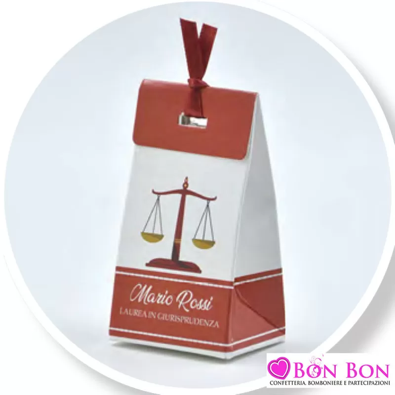Scatolina personalizzata per laurea in giurisprudenza con bilancia - 1