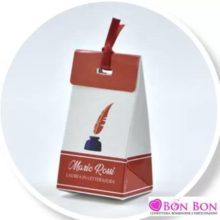 Scatolina personalizzata per laurea in letteratura con piuma - 1