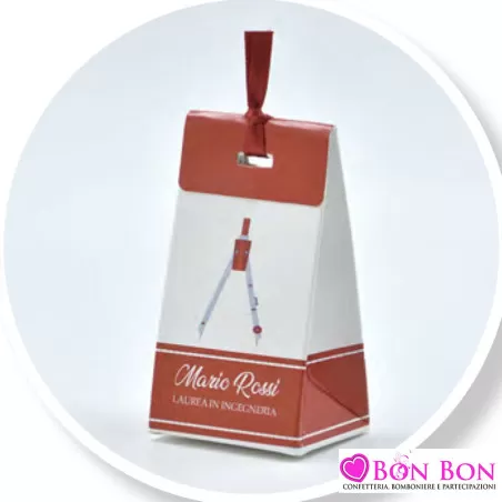 Scatolina personalizzata per laurea in ingegneria con compasso - 1