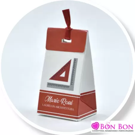 Scatolina personalizzata per laurea in architettura con squadretta - 1