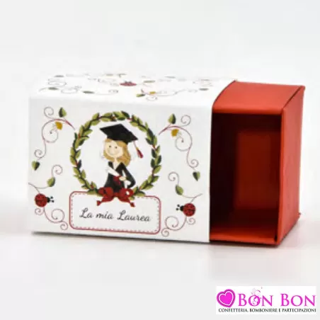 Scatolina personalizzata per laurea con disegno laureanda - 1