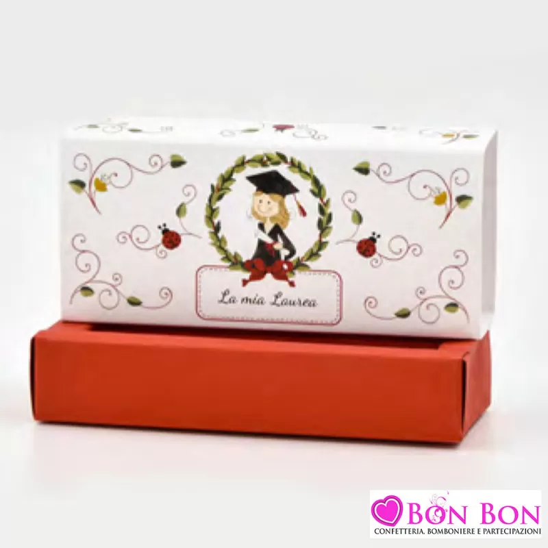 Scatolina personalizzata per laurea con disegno laureanda grande - 1