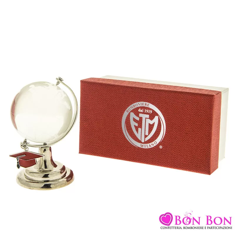 Bomboniera laurea mappamondo con tocco rosso ETM - 1