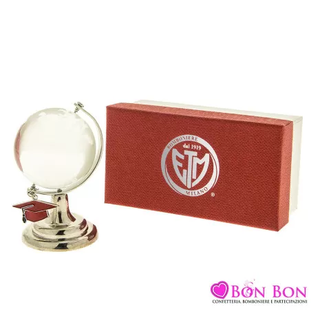 Bomboniera laurea mappamondo con tocco rosso ETM - 1