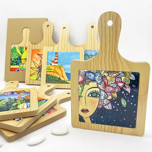 Bomboniera matrimonio sottopentola tagliere con dipinto Linea elle - 1