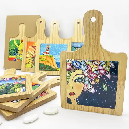 Bomboniera matrimonio sottopentola tagliere con dipinto Linea elle - 1