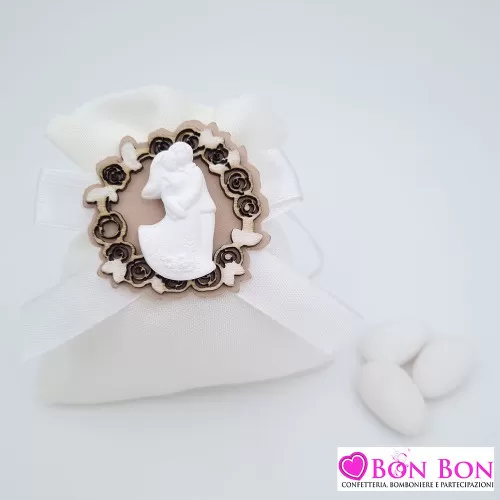 Sacchetto bomboniera matrimonio con sposi e fiori Le stelle - 1