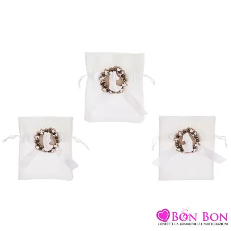 Sacchetto bomboniera matrimonio con sposi e fiori Le stelle - 2